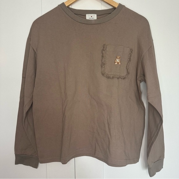 Merry Jenny long sleeve top Medium brown bear shirt Japan cottagecore girlhood - Picture 1 of 7